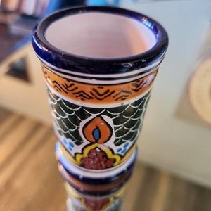 Hernandez Talavera Pottery Tequila Shot Glass or Toothpick Holder, Mexico